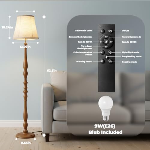 Wood Floor Lamp for Living Room