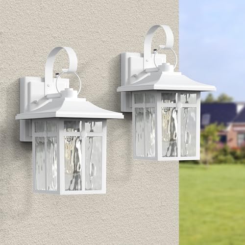 Dusk to Dawn Outdoor Wall Lights (White / 12.75 inch)
