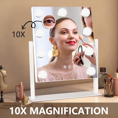 Hollywood Vanity Mirror with Lights (White / 12"L x 14"W)