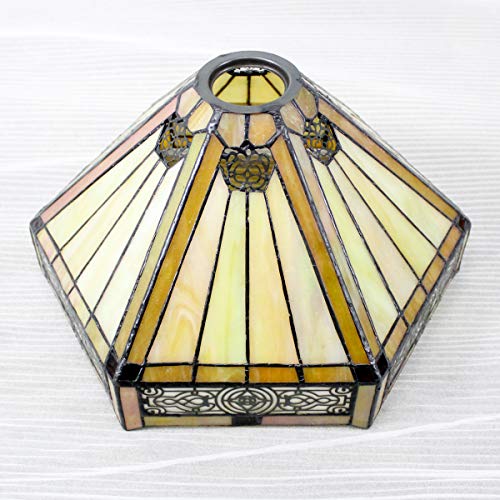 Tiffany Floor Lamp Yellow Hexagon Stained Glass Mission Light