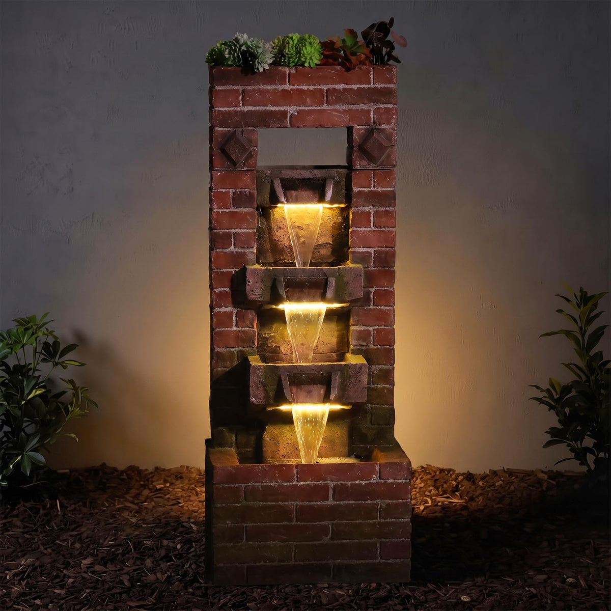 34" Brick Outdoor Fountain 4 (Brick Red-34)