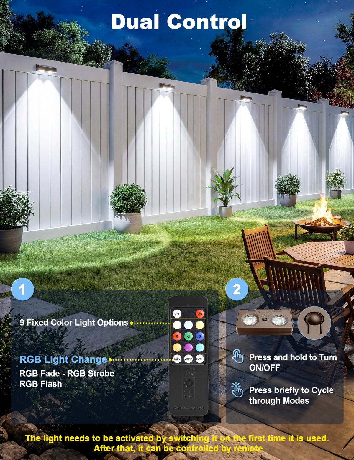 Fence Lights Solar Powered with Remote 12 Pack (Brown / 12 Pack)