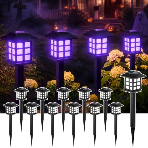 Halloween Solar Lights Outdoor (12 PACK / Purple)