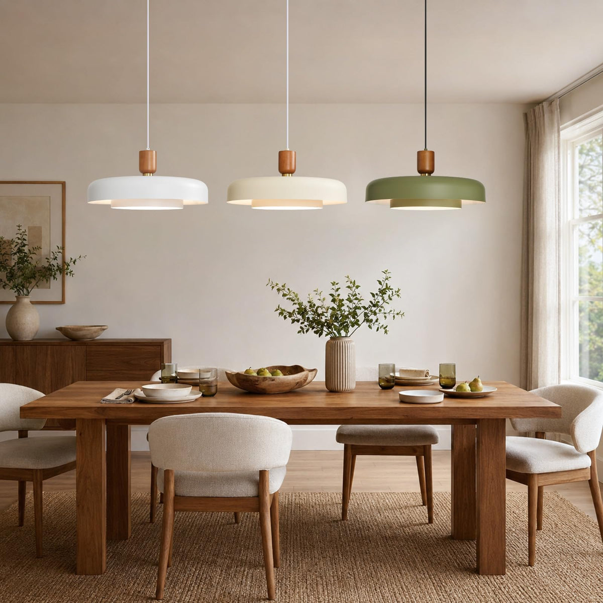 Mid Century Modern Pendant Light (Cream / 20 inches)