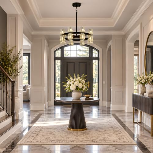 16 Lights Dia 19" Black Crystal Chandeliers for Dining Room Light Fixture (Black / Round D19'' 16-Lights)