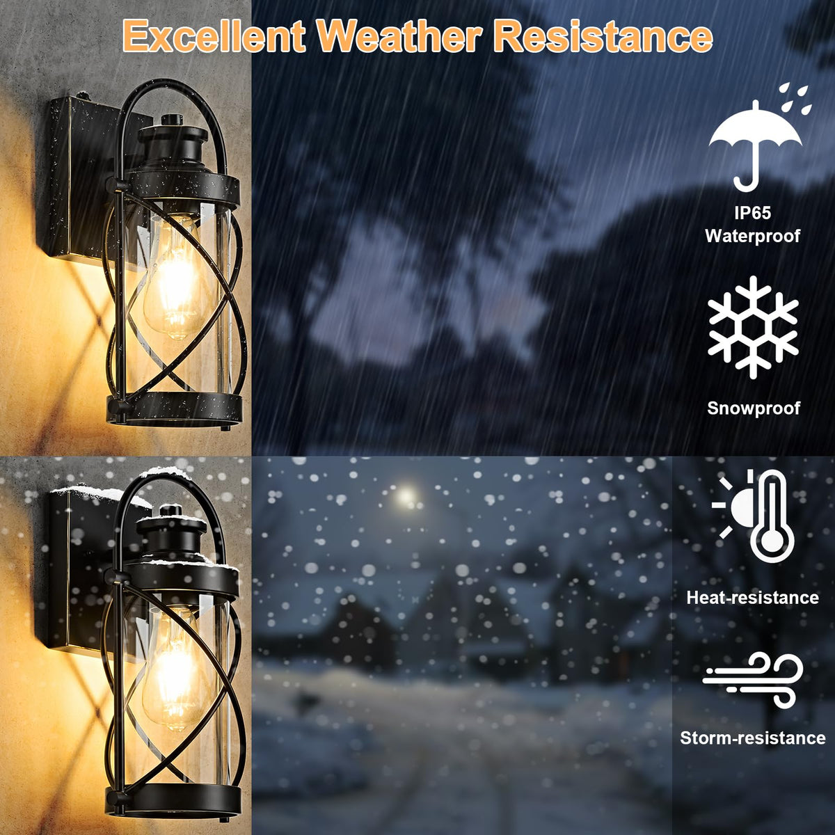 Dusk to Dawn Outdoor Wall Lights Fixtures (Black-Bronze / 12.8''(1-Pack))