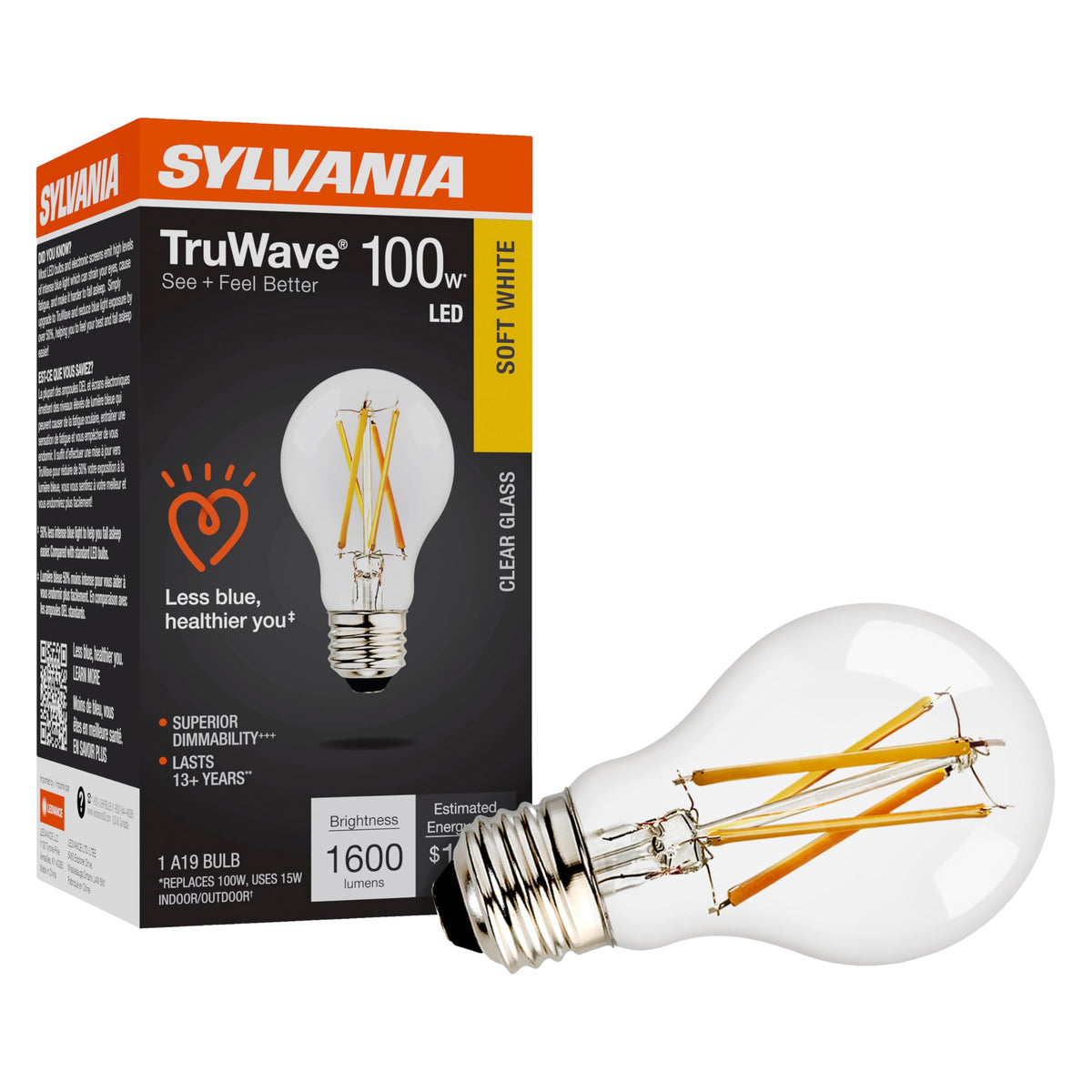 Sylvania LED TruWave Natural Series A19 Light Bulb (100 Watt / 1 Count / 2700k Soft White)