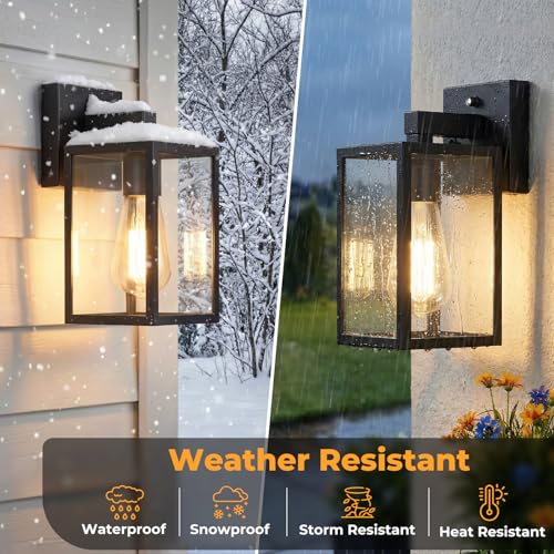 4 Pack Dusk to Dawn Outdoor Wall Light Fixtures (Black)