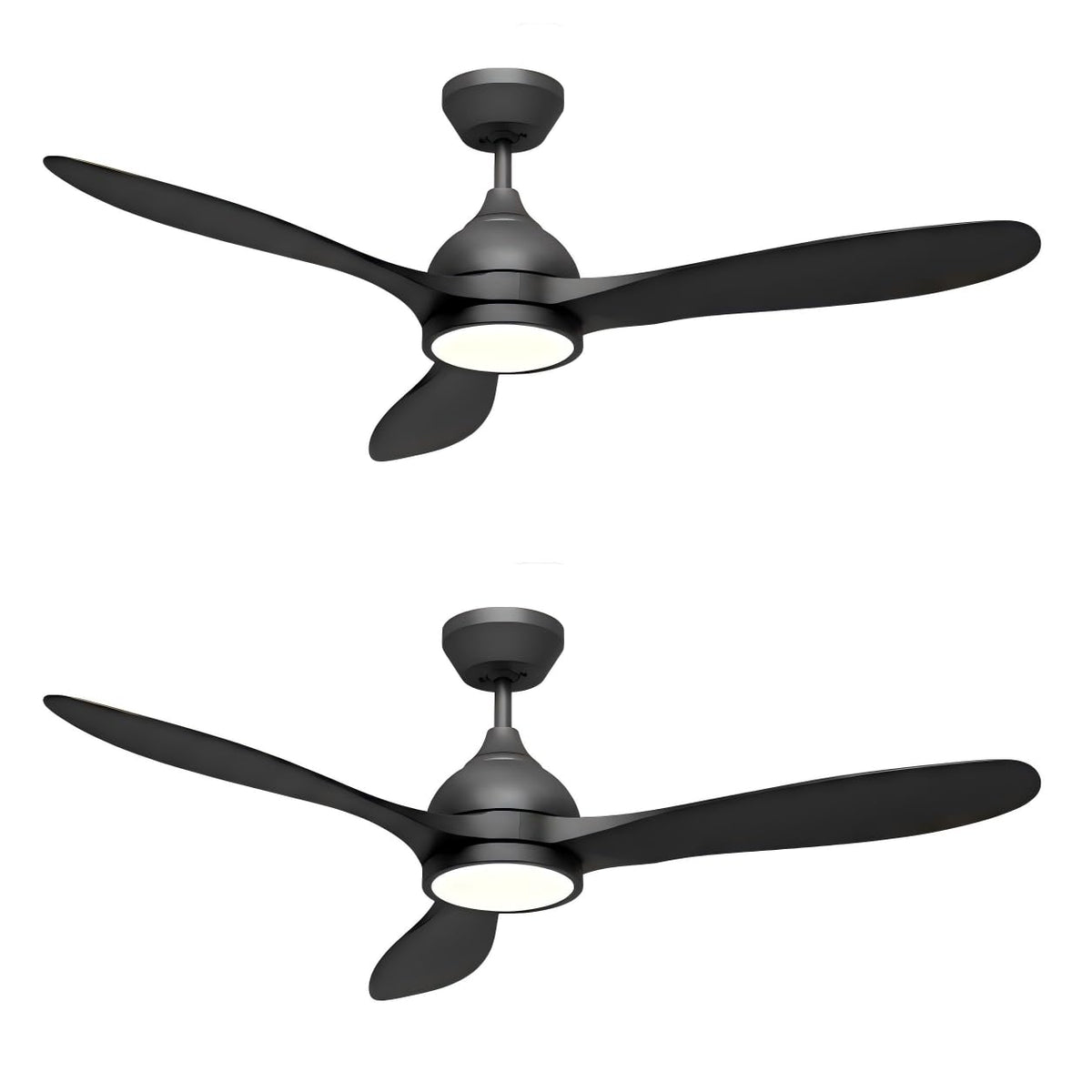2 Pack 52" Ceiling Fan with Light (Black / 52 Inch)