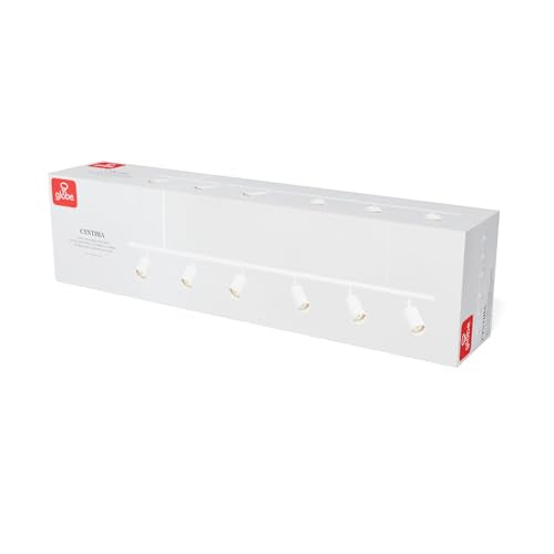55" 6 Light Matte White Adjustable Height Track Lighting with Pivoting Track Heads (White, Cynthia)