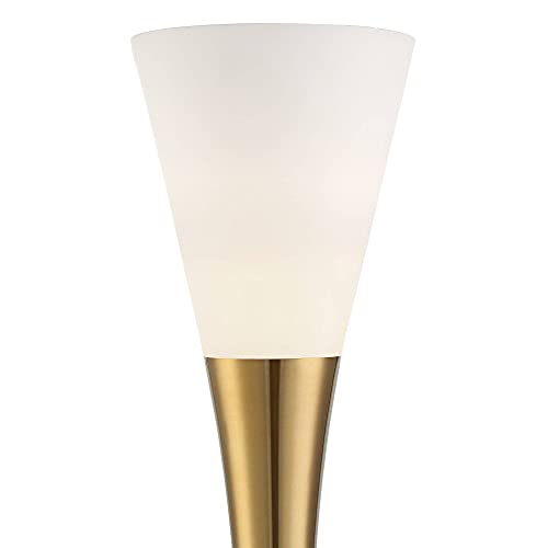 Piazza 72 1 2" Tall Brass and Black Torchiere Floor Lamp (Black and Gold)