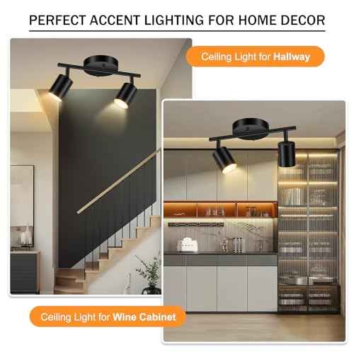 Black Track Lighting Ceiling (Black / 11.8" 2 Light Track Light)
