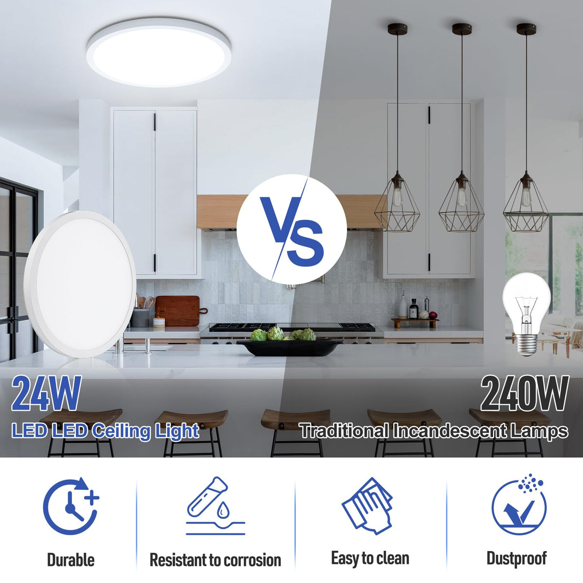 4 Pack 12" LED Flush Mount Ceiling Light 6000K (Cool White)