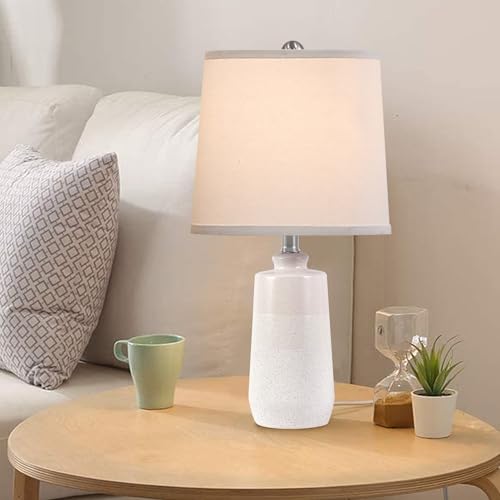20.5" Ceramic Nightstand Lamps Set of 2 for Bedroom (WH-S)