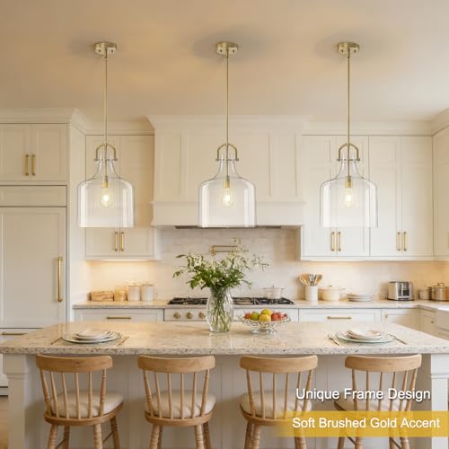 15"H Glass Large Pendant Lights Kitchen Island Lighting (Gold)