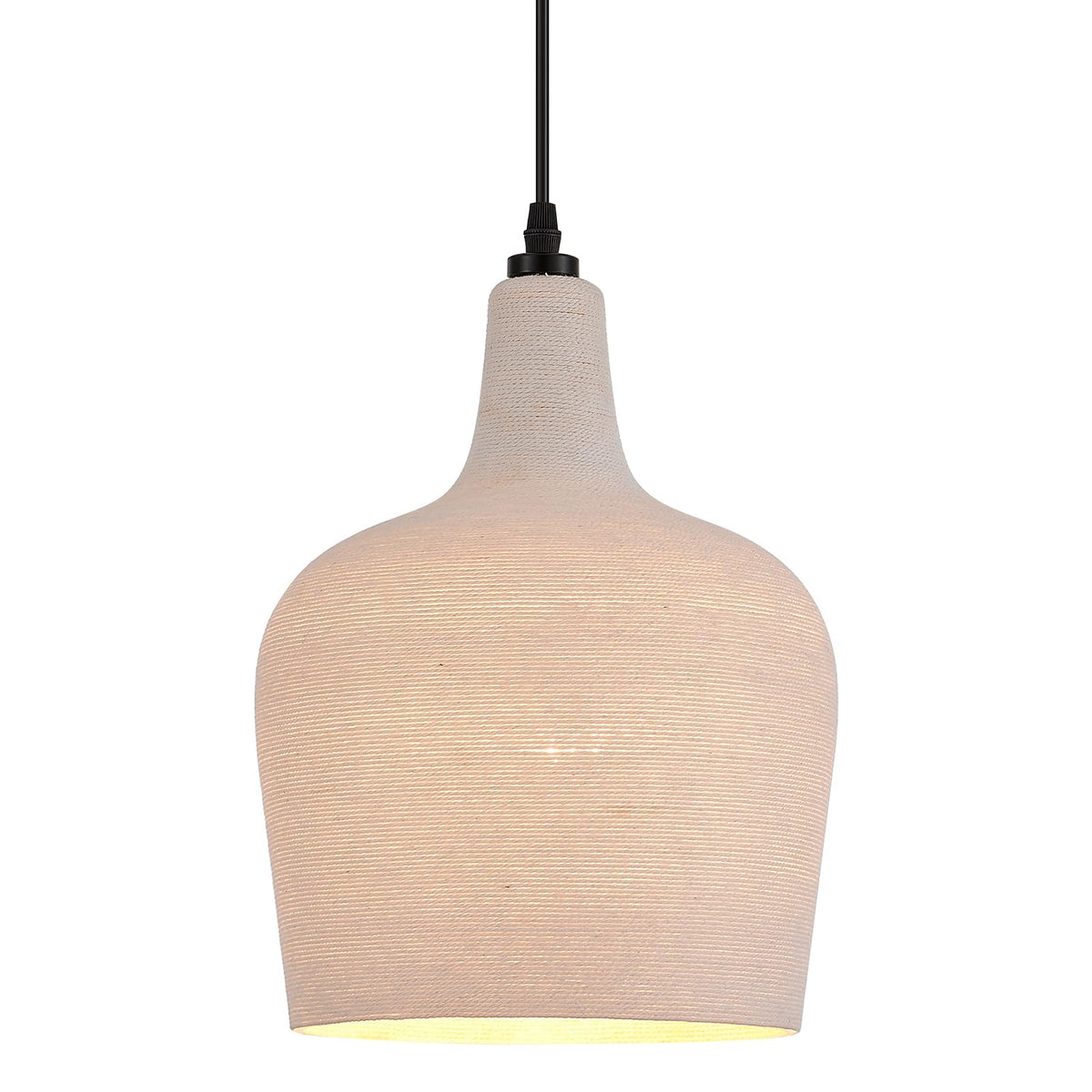 Large Hammered Glass Rattan Pendant Light Boho 1 Light Single Dome Pendant Lighting Fixtures for Kitchen Island Dining Room Hallway (White-Wicker)
