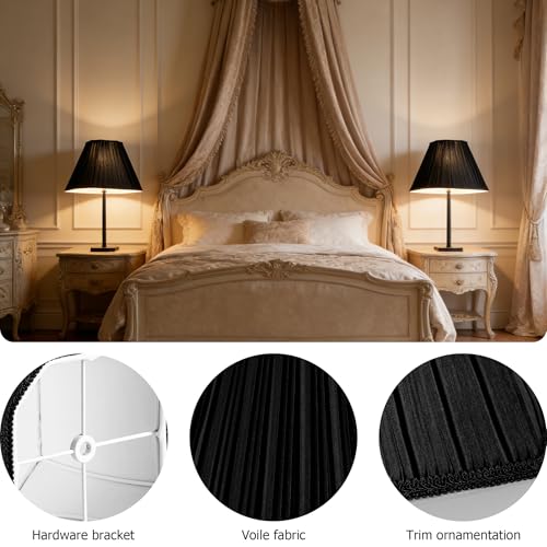 Black Silk Lamp Shades Set of 2 6.5"×13"×10.5" Bell Shade (Black-2 Pack / 6.5*13*10.5in)