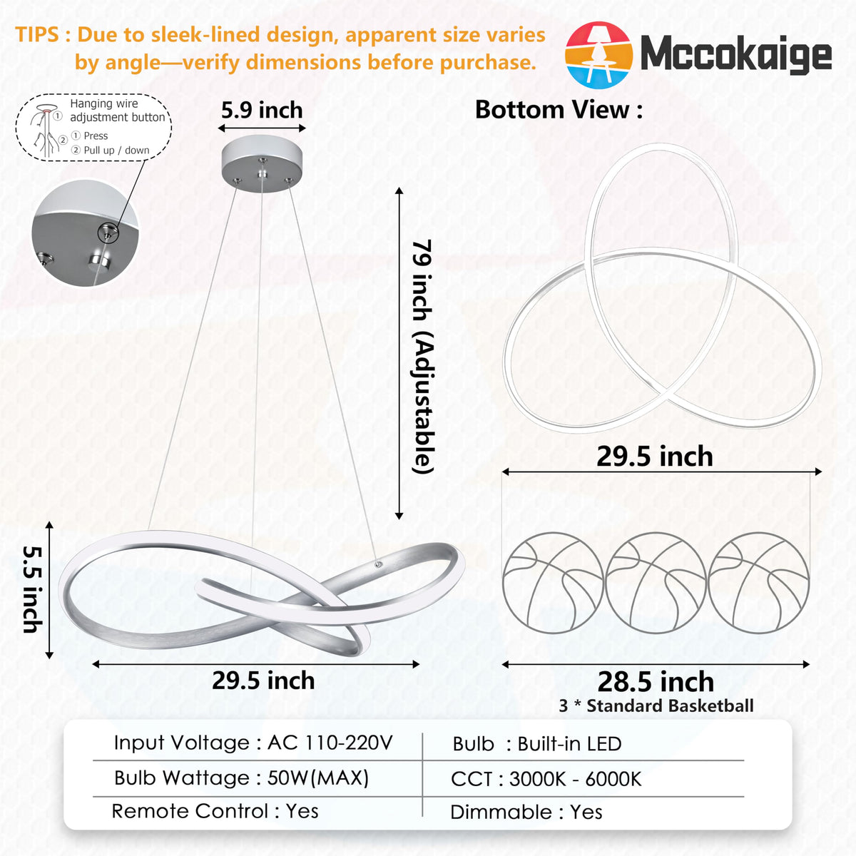 30" Nickel Modern LED Chandelier Large Irregular Ring Pendant Lighting Adjustable Hanging Light Fixture Modern Dimmable Remote Control Pendant Lights for Living Room Dining Room Entryway (Nickel / 30 Inch)