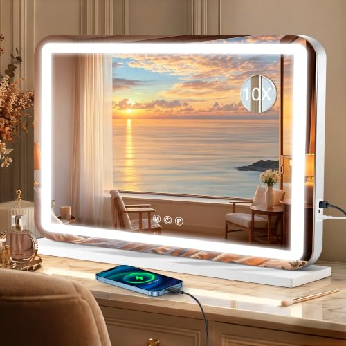 23" x 18" Vanity Mirror with Lights (White / 23"L x 18"W)