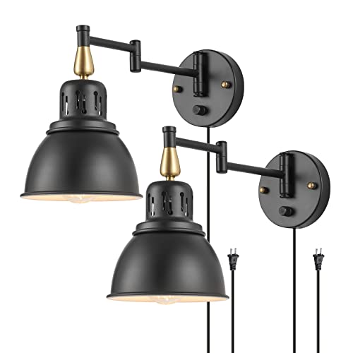 Plug in Wall Sconces (2 Pack - Dimmer Knob)