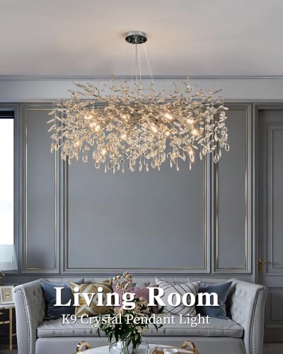 40" Modern Tree Branch Crystal Chandelier (40" Round / Silver)