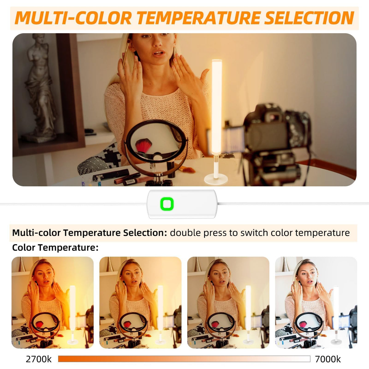 2 Packs LED Vanity Lights for Mirror with 5 Color Temperature for Makeup