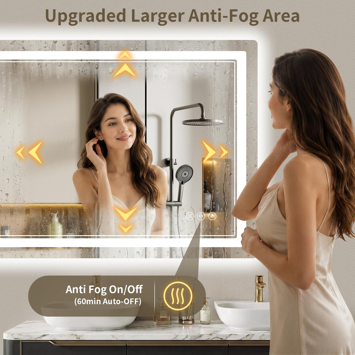 32"x40" LED Bathroom Mirror with Lights (40"L x 32"W)