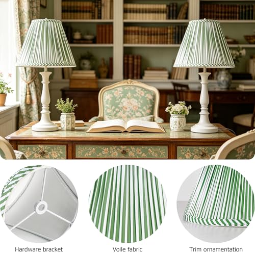 Lamp Shades White Green Polyester Set of 2 Bell Shade 6"×13"×9.8" (Green-2 Pack / 6*13*9.8in)