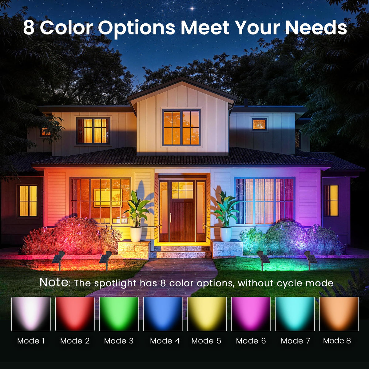 4 Pack Solar Spot Lights Outdoor Waterproof with Focus Beam (Multicolor)