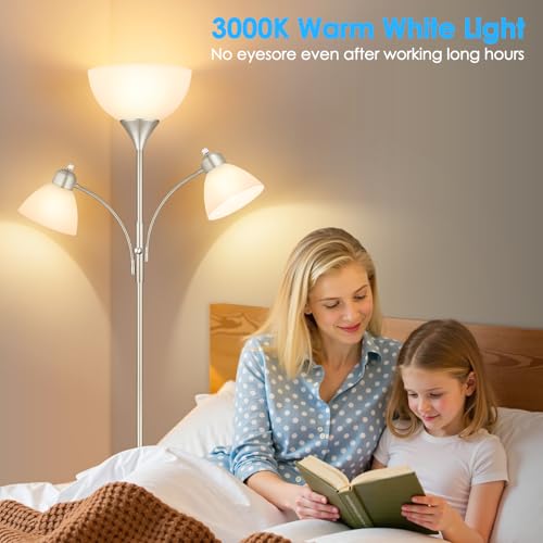 Torchiere Floor Lamps for Living Room (Nickel)