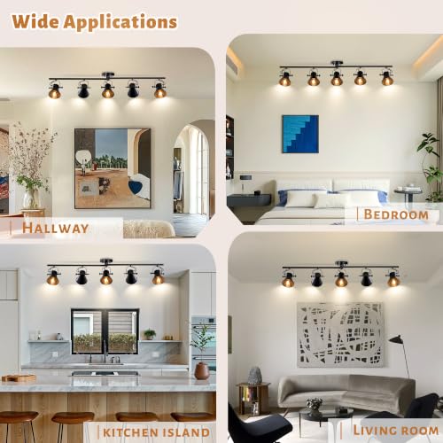44" Farmhouse Track Lighting Fixtures Ceiling Black Track Light 5 Light (44 inch-5 light)