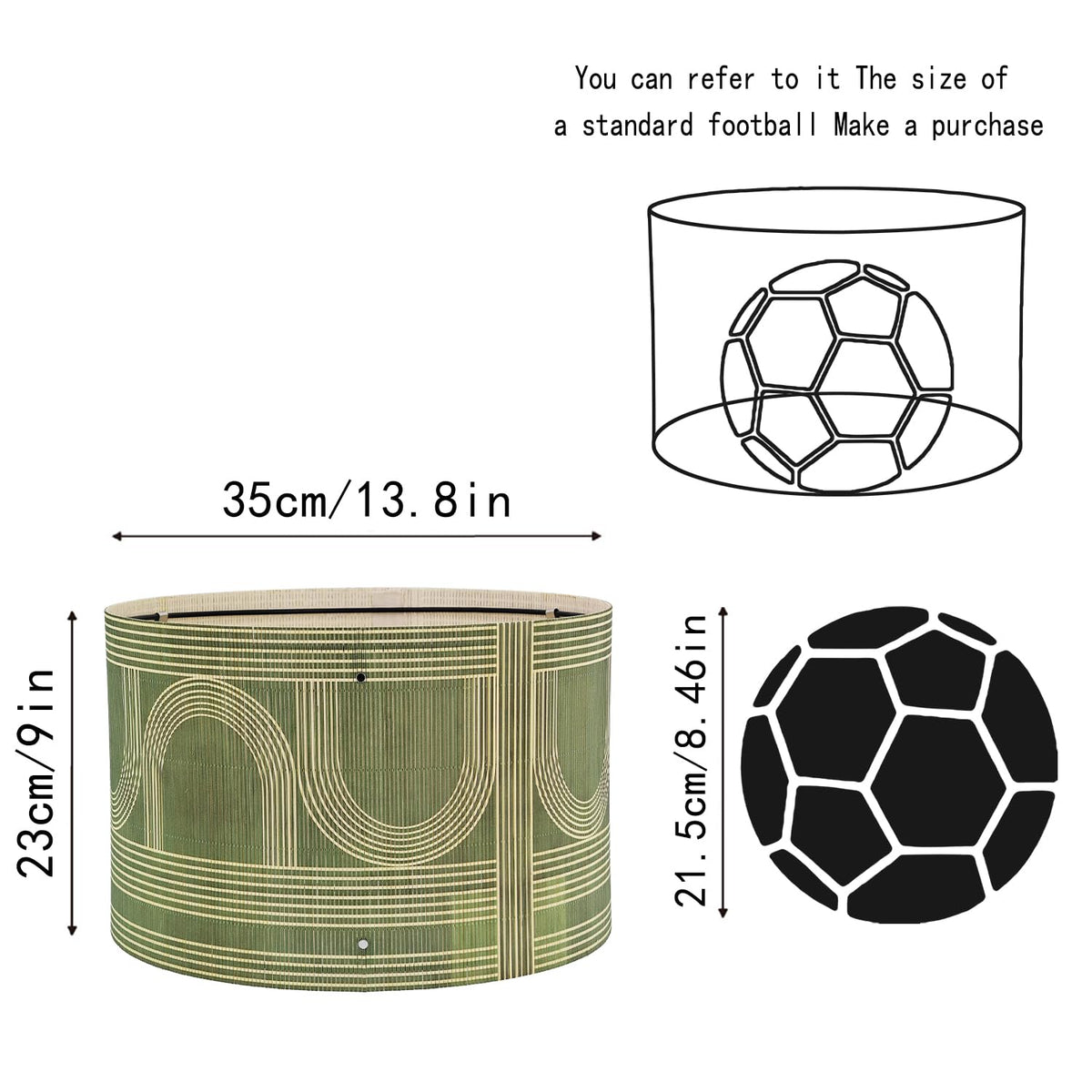 Pendant Lamp Shade Modern Minimalist Art Deco 13.8x9 Inch (Green Geometric)