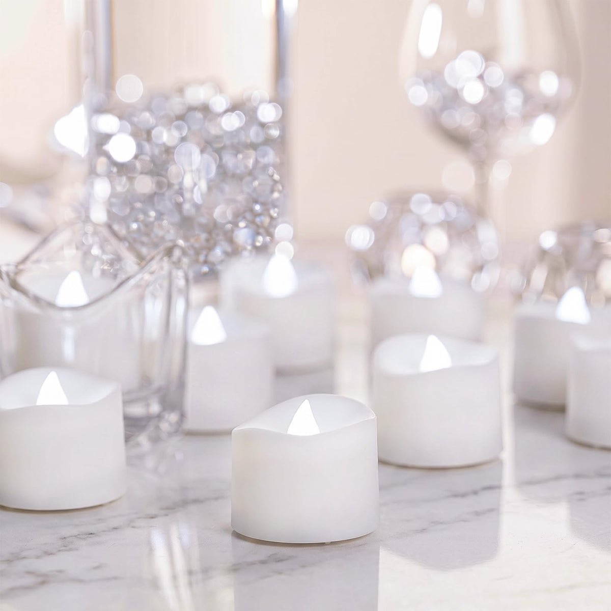 Flameless Tea Lights Candles Battery Operated - 50 Pack