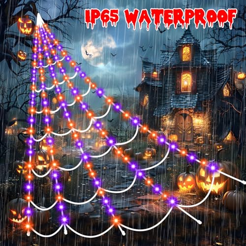 Halloween Decorations Outdoor Spider Web (Purple, Orange)