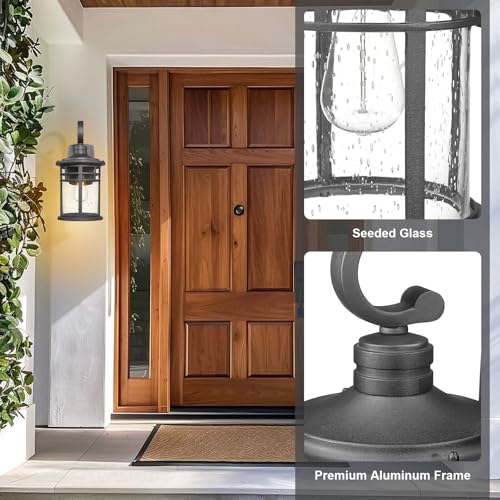 Outdoor Porch Lights Wall Mount Sconces Outdoor Lighting Waterproof Exterior Lantern for House Front Porch Patio Garage Doorway Garden (1 Pack Clear Glass / Large)