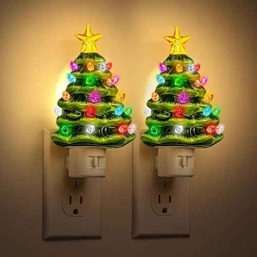 Christmas Tree Night Light (Christmas Tree and Stars-3000K / 2 Pack)