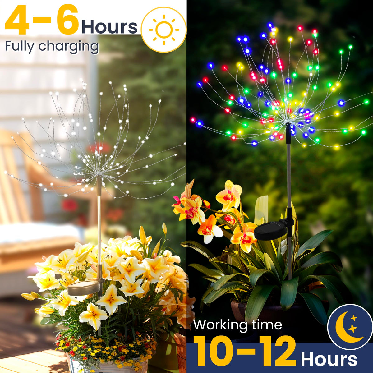 4 Pack Solar Firework Lights Outdoor (4 PACK 120 LEDS / Multicolor)