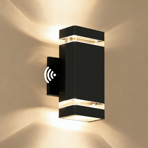 Dusk to Dawn Square Outdoor Wall Lights (1 Pack-Black / Dusk to Dawn)