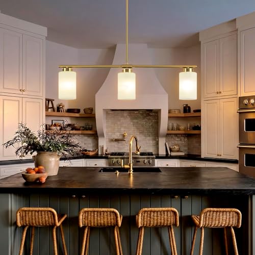 Kitchen Island Lighting Brushed Nickel & Black Dining Room Light Fixture with Milk