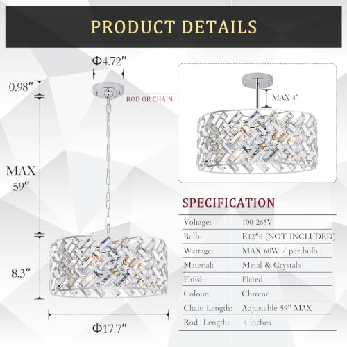 18" Chrome Crystal Chandelier (Large Chrome)