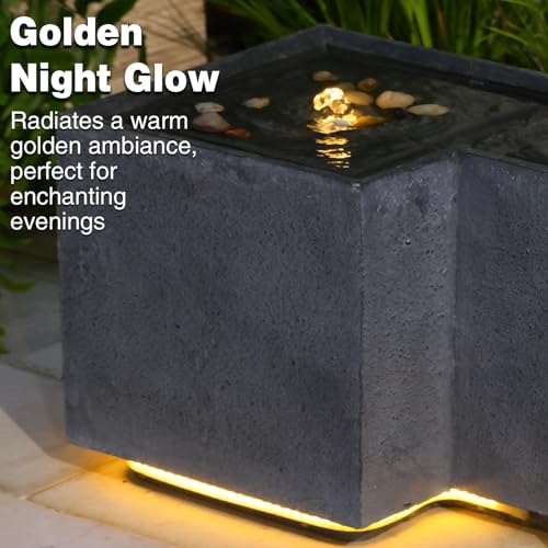 11.2H Small Cute Modern Cascading Outdoor Water Fountain with 3 Led Lights (11.2H)
