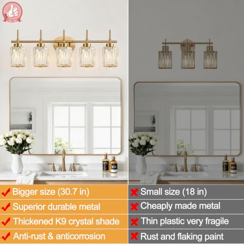 Modern Bathroom Vanity Light 5 (Brushed Gold / 5-light)