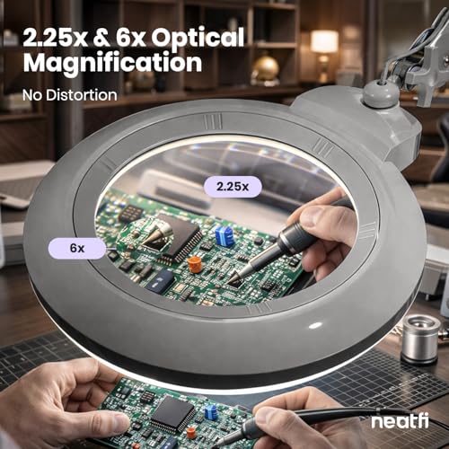 LED Magnifying Lamp (Silver / 7-inch Lens, Non-CCT with Clamp)