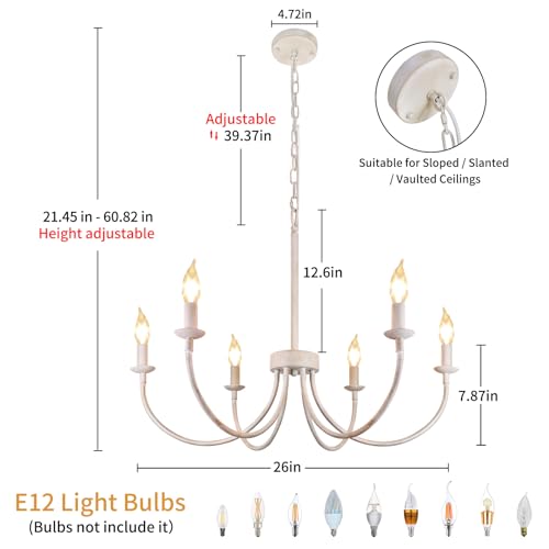 6 Light French Country Chandelier (White / 6 Light)