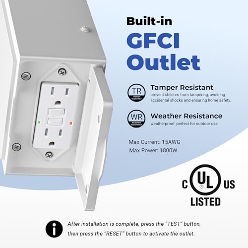 Outdoor Wall Lights with GFCI Outlet (White / D2D 2-Pack)