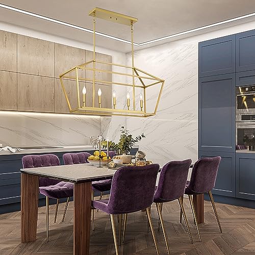40in Gold Linear Cage Chandelier (Gold)