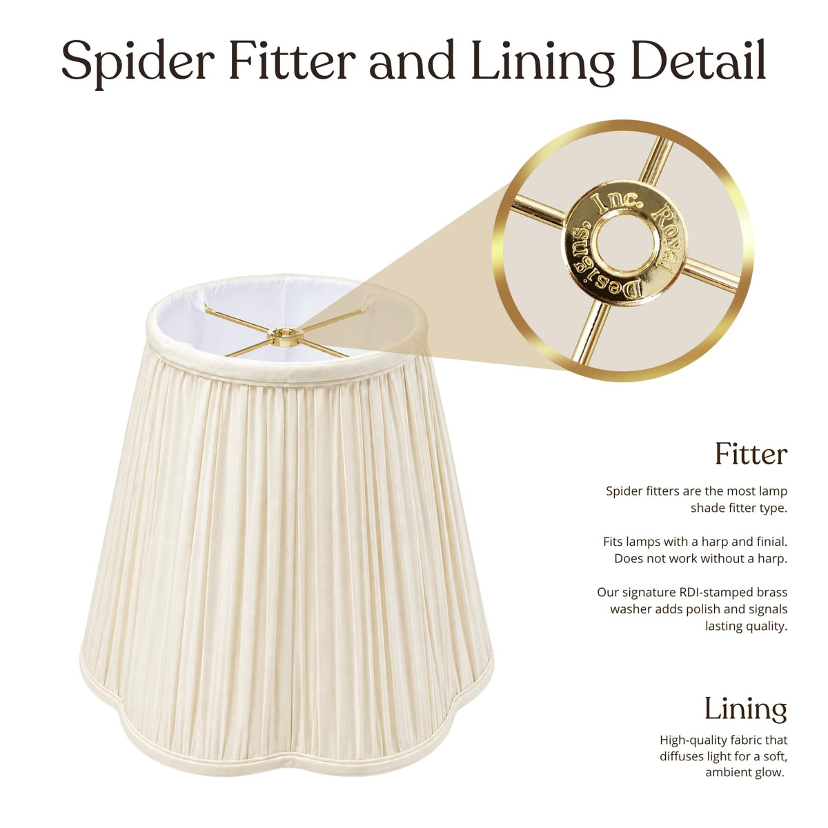 BS-754-16EG Bottom Scallop Gather Pleat Basic Lamp Shade, 8 x 16 x 13, Eggshell (Eggshell / 8 x 16 x 13)