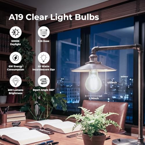 A19 E26 LED Light Bulbs 60 Watt Equivalent (24 Pack / 5000k Cool White)