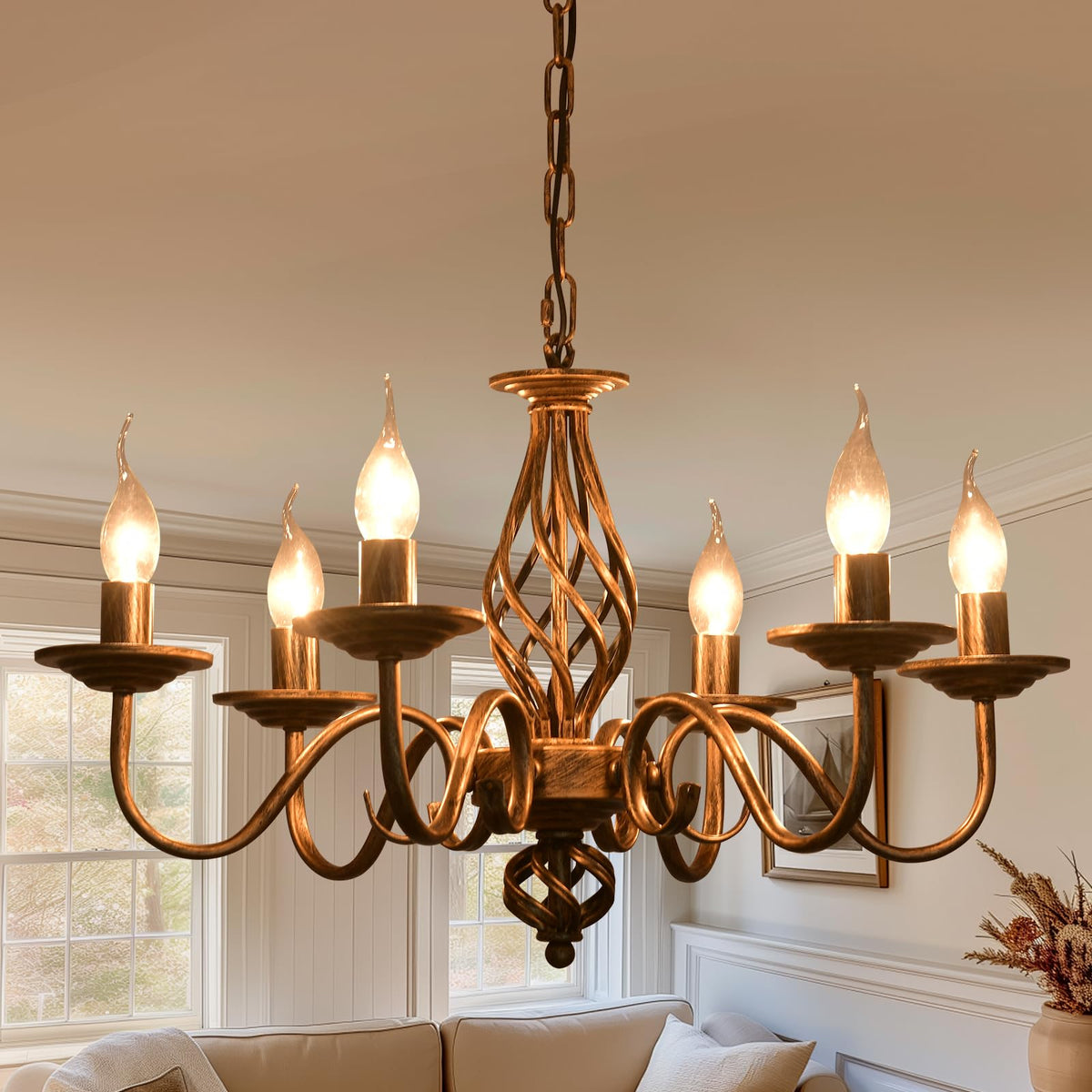 6 Light French Country Chandelier (Bronze3/6-Light)
