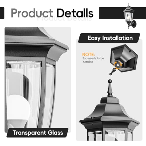 Outdoor Front Porch Light with Bulb (Black / Non Sensor-Aluminum)